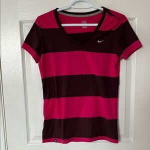 Nike Women's Short Sleeve Top in Pink and Black (large)